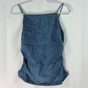 Madewell Ruched Square-neck Tank In Robertson Wash Denim 0